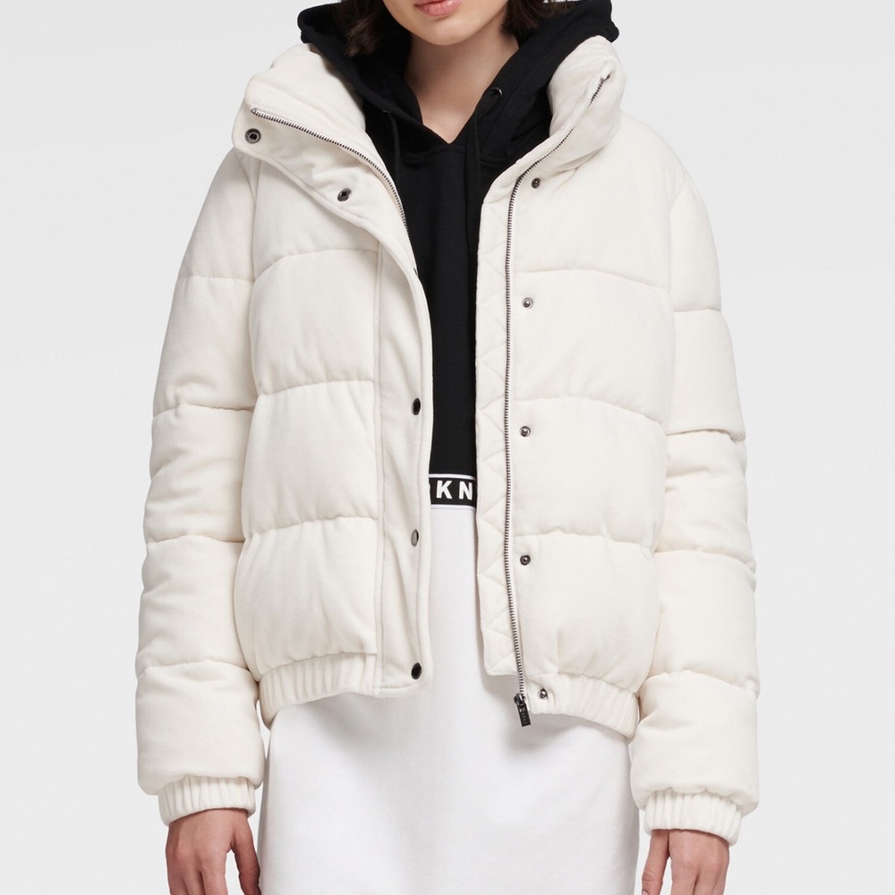DKNY Sport Velour Logo Puffer